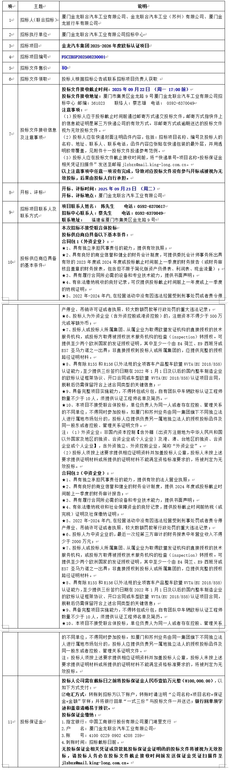 招标公告发布-ag真人汽车集团2025-2026年度欧标认证项目